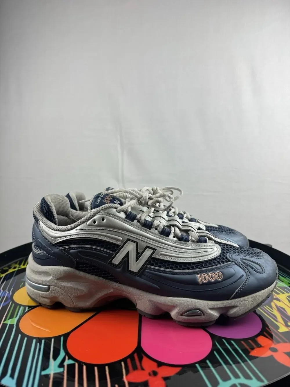 New Balance 1000 Lace-Up Low Top Athletic Sneakers Blue/Silver/Gray